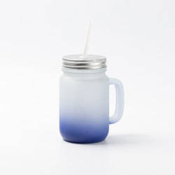 Mug Mason Jar 350 ml esmerilado sin asa para sublimación - azul marino