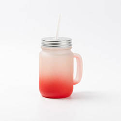 Taza Mason Jar de vidrio esmerilado para sublimación - degradado rojo