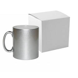 Taza Metalic 300 ml plata con caja Sublimación Transferencia Térmica