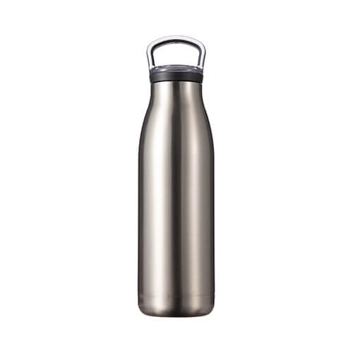 Botella de agua - Botella de bebida de 500 ml con asa de sublimación horizontal - Plata