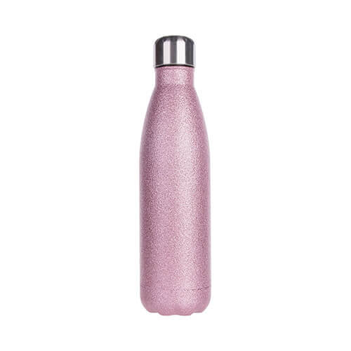 Botella de agua - botella de 500 ml para impresión por sublimación - purpurina rosa
