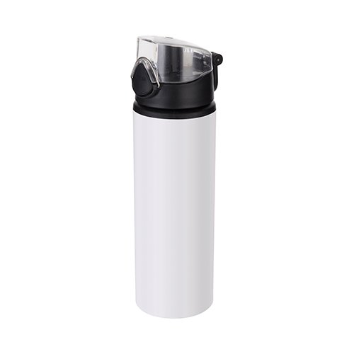 Botella de agua de metal para sublimación de 750 ml - blanca con cierre negro