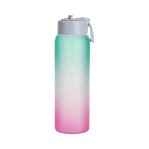 Botella deportiva de vidrio esmerilado para sublimación de 950 ml - rosa-verde