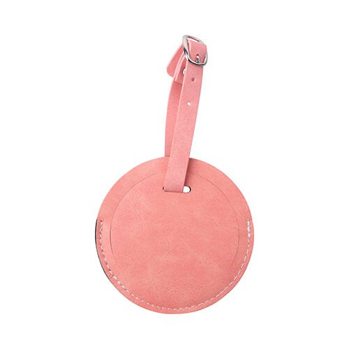 Etiqueta de equipaje de cuero para sublimación - círculo rosa
