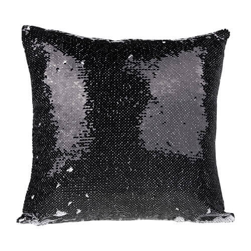 Funda de almohada de 40 x 40 cm con lentejuelas bicolor para impresión por sublimación - negro