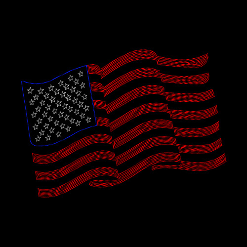 Lámina con zirconia cúbica para transferencia térmica - bandera de EE.UU