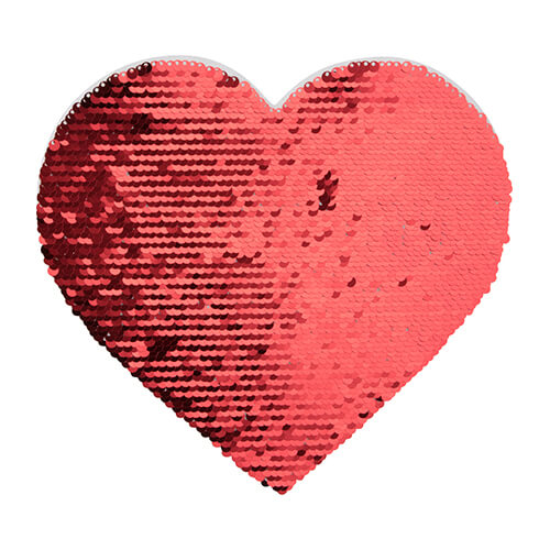 Lentejuelas bicolores para sublimación y aplicación en textiles - Corazón rojo 22 x 19,5 cm sobre fondo blanco