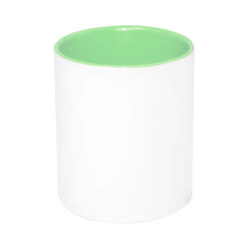 Recipiente de cerámica para bolígrafos con interior verde claro para impresión por sublimación