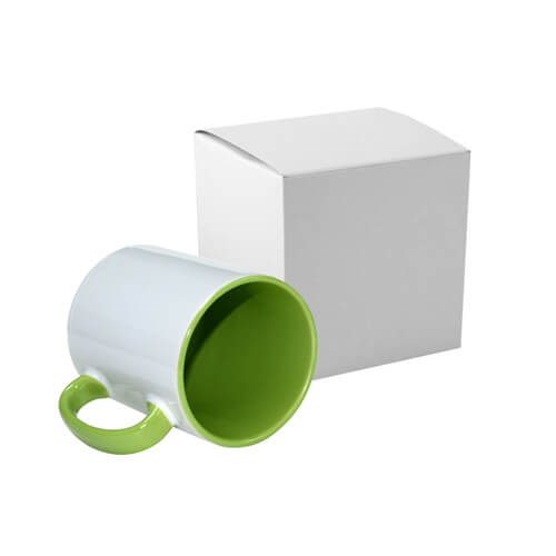 Taza 300 ml FUNNY verde con caja de cartón para Sublimación