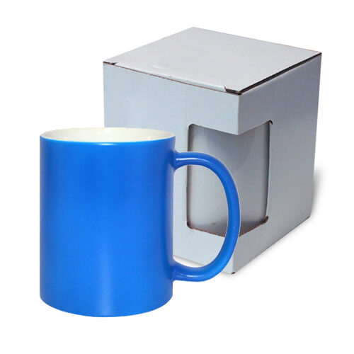 Taza Fluo Color - azul mate con caja de transferencia térmica por sublimación