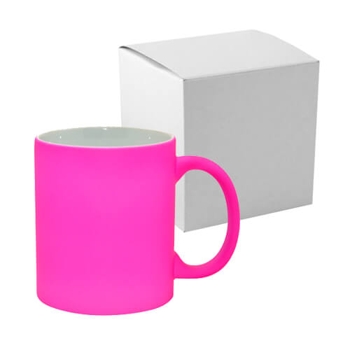 Taza Fluo Color - rosa mate con caja de transferencia térmica por sublimación