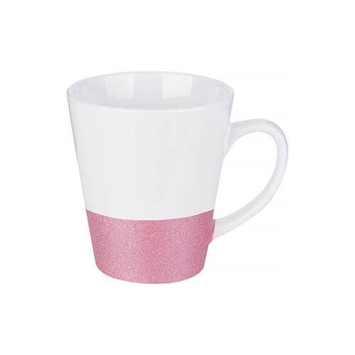 Taza de café con leche de 300 ml con correa brillante para impresión por sublimación - rosa