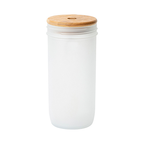 Taza de cristal Mason Jar de 720 ml con tapón de rosca de bambú para sublimación