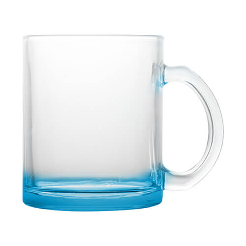 Taza de vidrio de 330 ml para sublimación - con fondo azul cielo