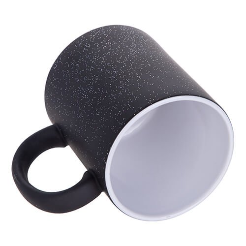 Taza Mágica 330 Ml Negra Mate Con Purpurina Para Sublimación Negro Tazas Y Ceramicas Tazas 