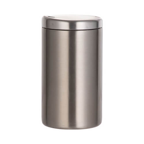 Taza sin asa de 400 ml fabricada en acero Steel con tapa para sublimación - plata