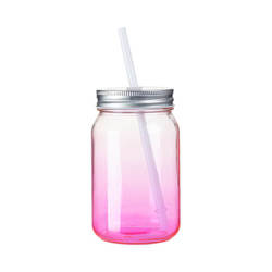 Glas Mason Jar 450 ml mugg utan handtag för sublimering - lila gradient