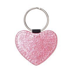 Lädernyckelring med glitter för sublimering - rosa hjärta