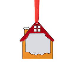 Metall julgranshänge för sublimering - gult hus