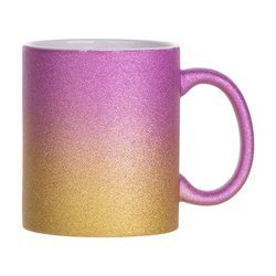Mugg 330 ml med glitter för sublimering - gyllene-rosa gradient