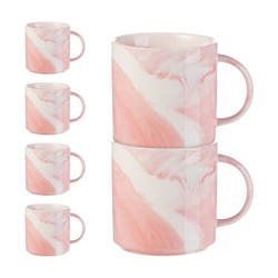 Set med 6 muggar 350 ml för sublimering - rosa marmor