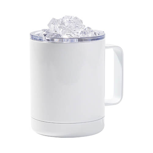 300 ml kaffemugg för sublimering - vit, lock med konstgjord is