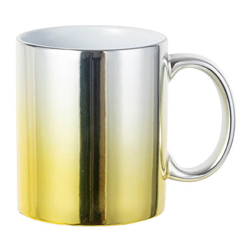 330 ml pläterad mugg för sublimering - silver-guld gradient