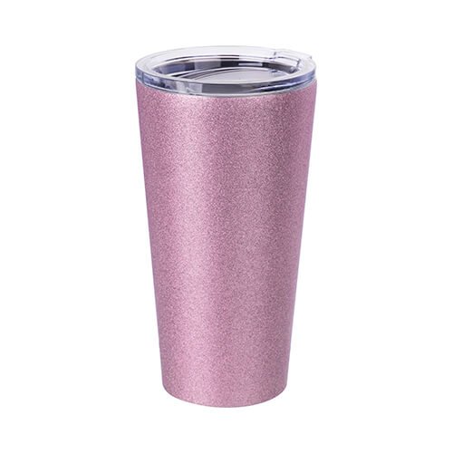 480 ml termoglas i rostfritt stål för sublimering - rosa glitter