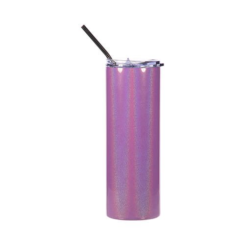 600 ml mugg med sugrör för sublimering - Violett iriserande