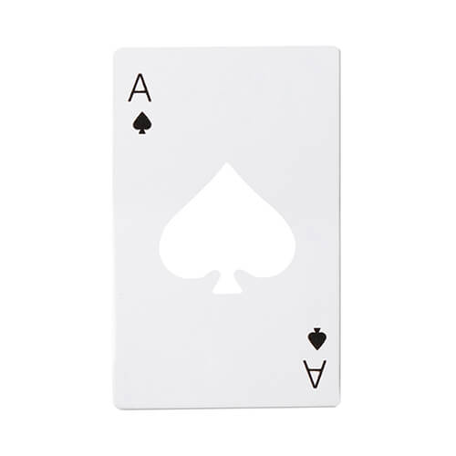 Flasköppnare 5,5 x 8,5 cm för sublimering - vit Poker