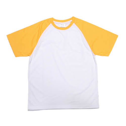 JSubli Apparel vit t-shirt med gula ärmar Sublimation Thermal Transfer
