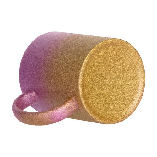 Mugg 330 ml med glitter för sublimering - gyllene-rosa gradient