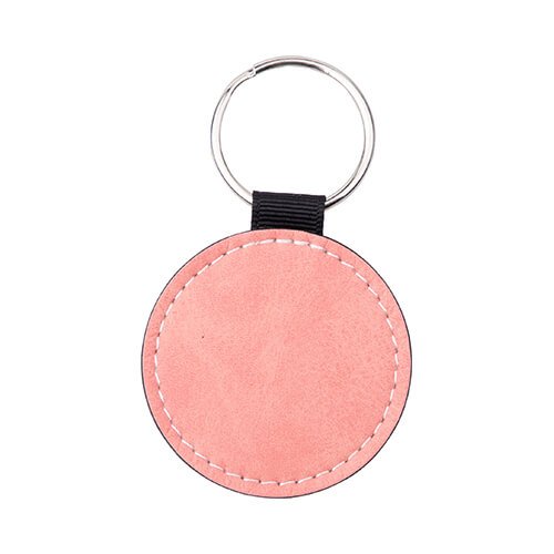Nyckelring i läder för sublimering - rosa cirkel