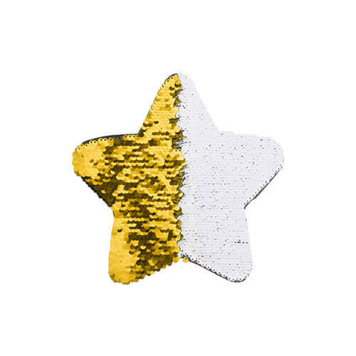 Tvåfärgade paljetter för sublimering och applicering på textilier - en gyllene stjärna