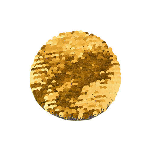Tvåfärgade paljetter för sublimering och applicering på textilier - gyllene cirkel Ø 10