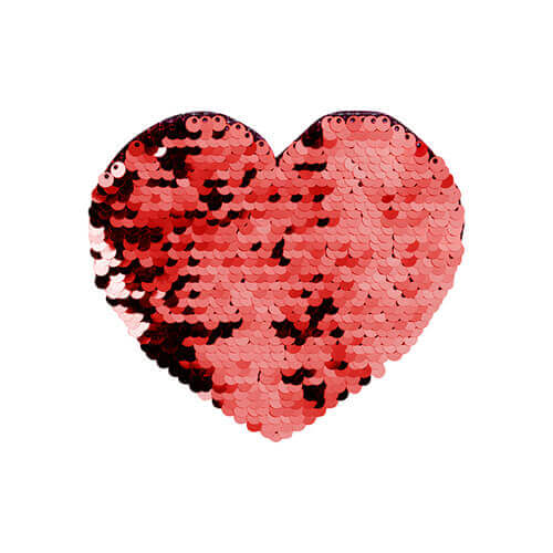 Tvåfärgade paljetter för sublimering och applicering på textilier - rött hjärta 12 x 10,5 cm