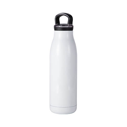 Vattenflaska - 500 ml dryckesflaska med vertikalt handtag för sublimering - vit